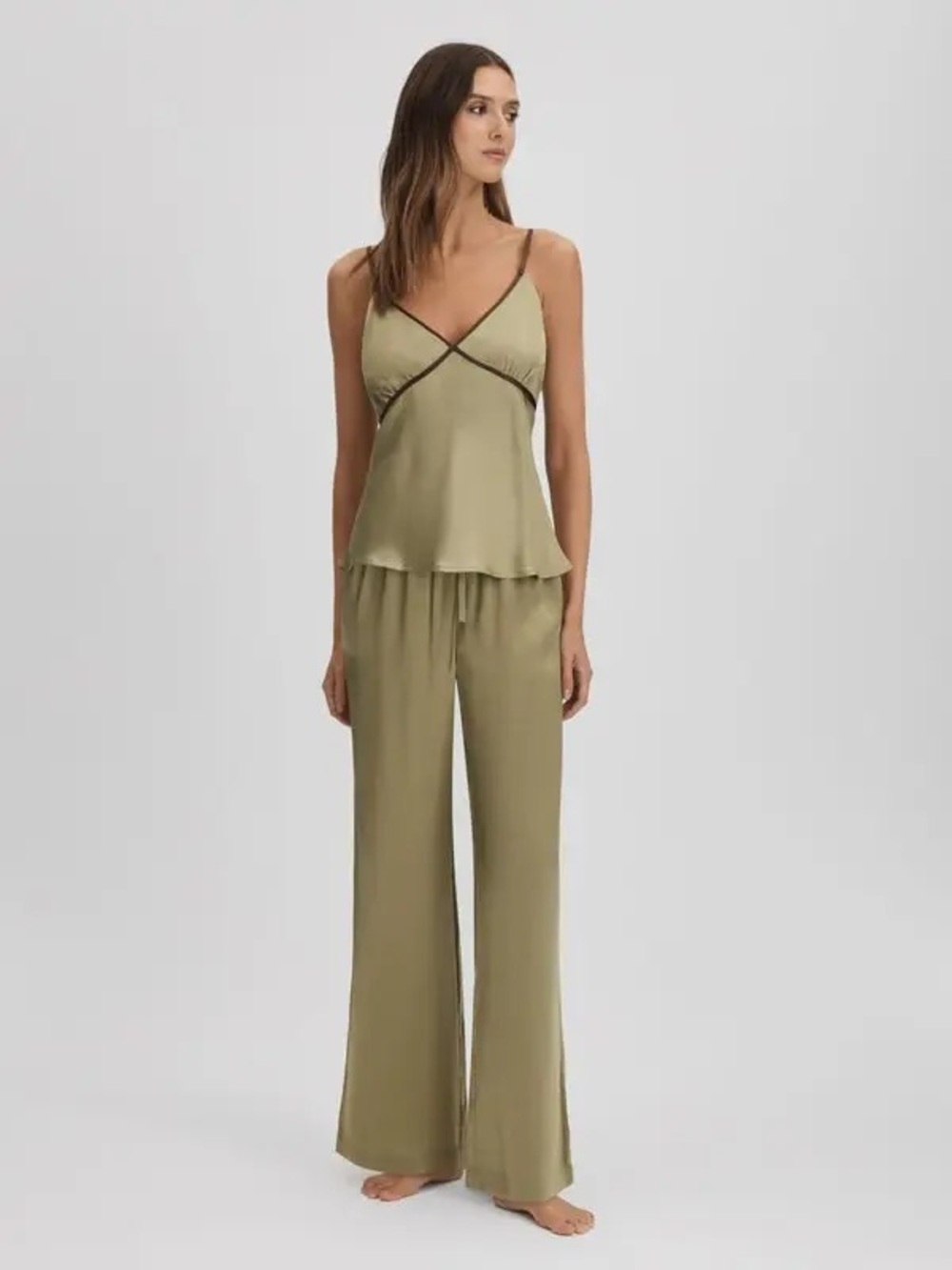 Maison Essentiale (By Reiss) 90’s It Girl Green Silk Cami, M - Picture 1 of 9